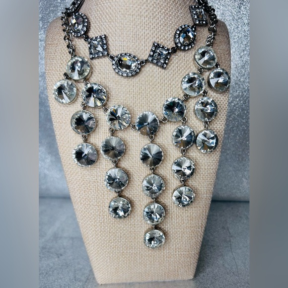 Chunky Rhinestone Statement Blingy Necklace & Earrings 4pc Bundle Set New NWT - Picture 5 of 11